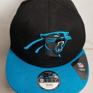 New Era YOUTH 9Fifty Carolina Panthers Snapback Hat - Black Blue Cap - NFL